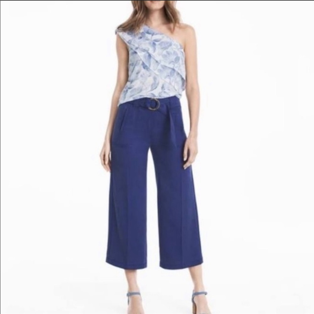 White House Black Market Twill Wide Leg Crop Pants